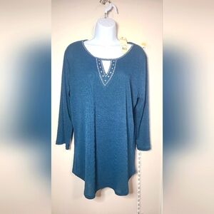 Sea‎ Green quarter length shirt by Notations - Large blouse